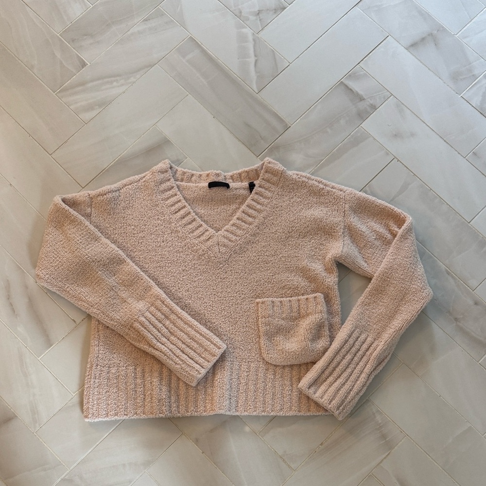 ATM Chenille V-Neck Sweater with Pocket